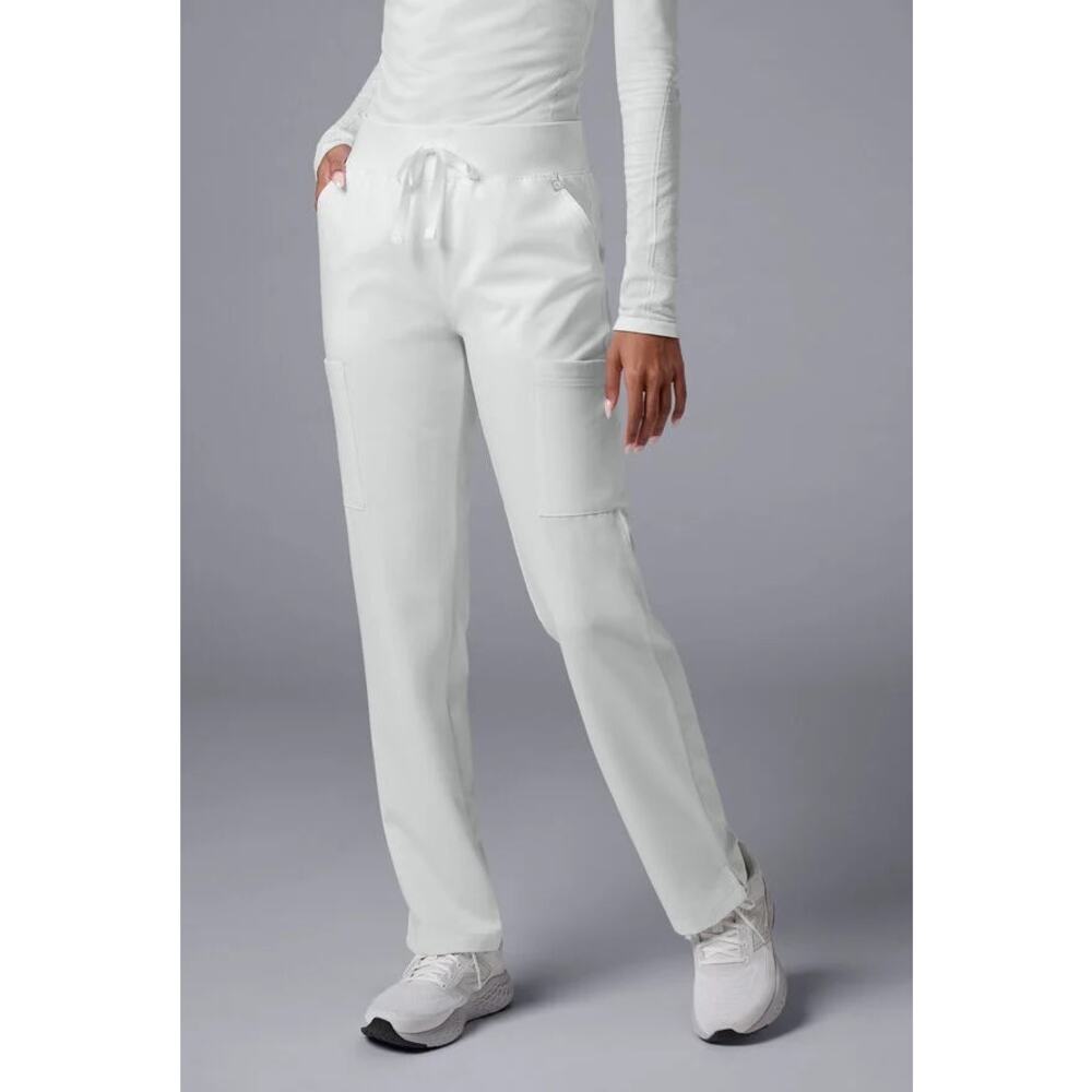 Mandala M White High Waisted Cargo Scrub Pants Straight Leg Medical Uniform